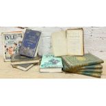 A miscellaneous group of antique and vintage books comprising four volumes of the works and poems of