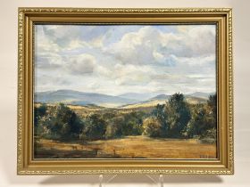 Unknown Artist, "Toward Broughton from near West Linton", oil on canvas/board, initialled bottom