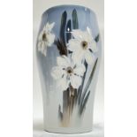 A Royal Copenhagen porcelain vase decorated with daffodils (marked verso, h- 21.cm)