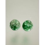 A pair of Chinese carved circular celadon jade stud earrings mounted in white metal D x 1cm 3.52g