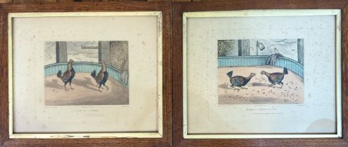 A set of six 19thc coloured engravings by C.R. Stock, "The Cockfighting series" each engraving