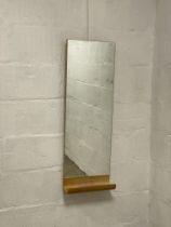 A Vintage Ikea bentwood wall mirror with open shelf. 100cm x 34cm