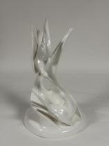 A Royal Doulton Images - "Courtship" white Bone-China sculpture centrepiece. (h-39cm) (marked verso)