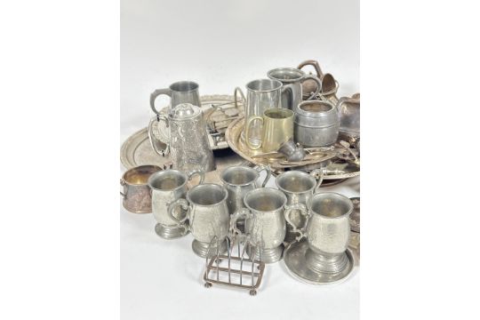 A large collection of Epns and pewter to include salvers, tankards, jugs, etc (A lot) - Image 2 of 4