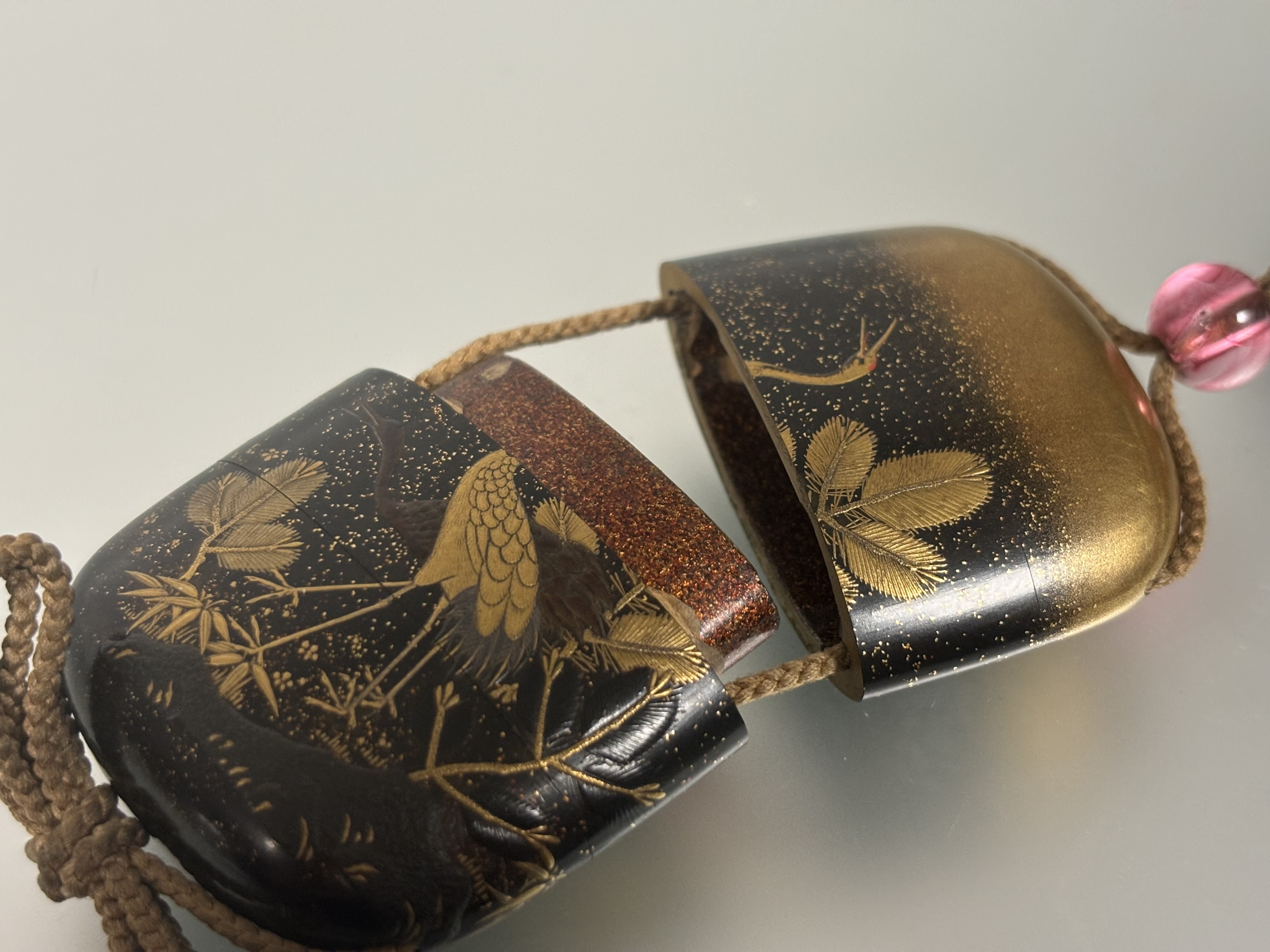 Ishii Utokusai, a fine Japanese Kajikawa school hiramaki-e lacquer inro, Edo Period, decorated - Image 6 of 12