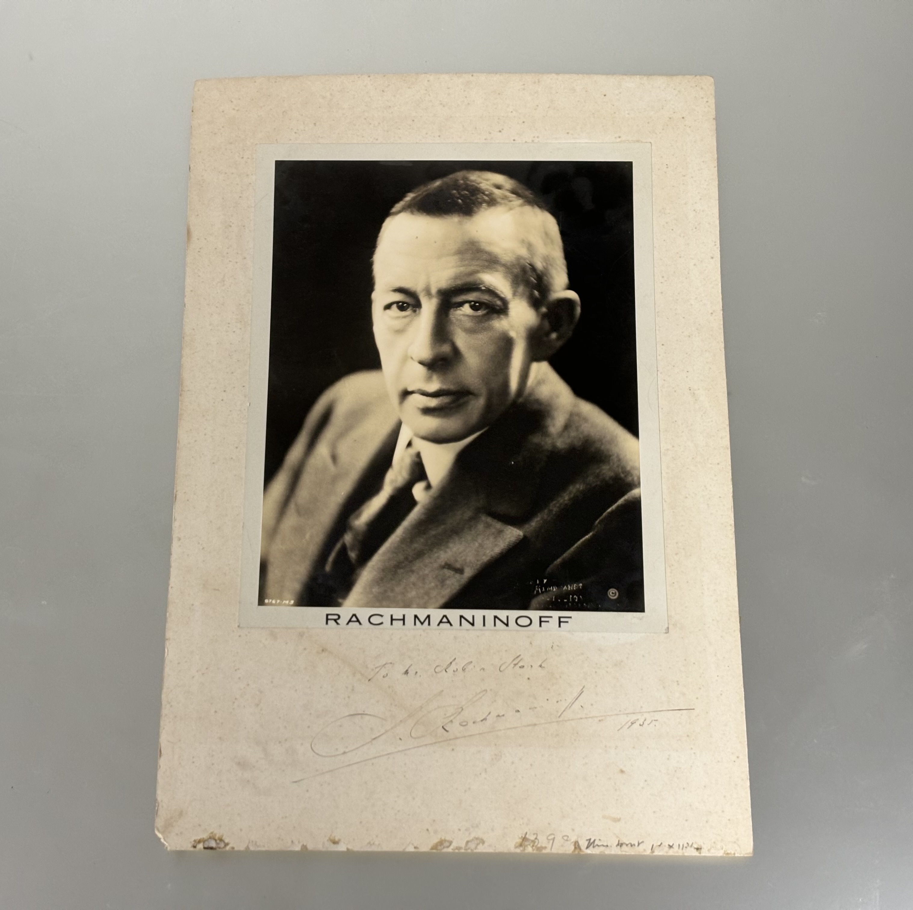 Sergei Rachmaninoff (1873-1943), a portrait photograph, signed and inscribed, - Image 2 of 6