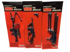 Palitoy Action Man The Armoury assorted weapons, on unpunched vacuum pack card (3)
