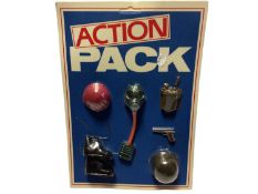 Action Pack including weapons & equipment, on vacuum sealed cards (3)