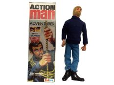 Palitoy Action Man Adventurer with flock hair & beard and eagle eyes, plus gripping hands, boxed No.