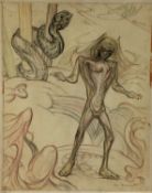 Fay Pomerance (1912-2001) pastel - ‘Eve with Serpent’, signed, 59cm x 47cm, unframed