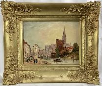 Isaac Henzell (1823-1876) - City Scene, signed, 19.5cm x 25.5cm, in gilt frame