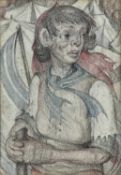 Fay Pomerance (1912-2001) pastel - ‘The Young Patriot’, 35cm x 25cm, in glazed frame