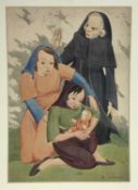 Fay Pomerance (1912-2001) watercolour - ‘The Homeless’, signed, 54cm x 38cm, unframed