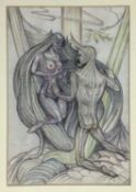 Fay Pomerance (1912-2001) pastel - Adam with Eve, 46cm x 32cm, in mount, unframed