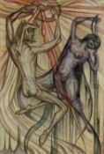 Fay Pomerance (1912-2001) pastel - ‘Adam With Eve, The Beginning’, 48cm x 32cm, unframed