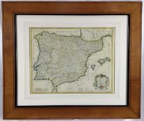 18th century hand coloured engraved map - The Kingdoms of Spain and Portugal, R. W. Seale, London 17