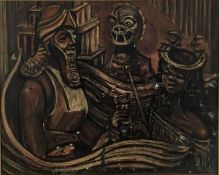 Fay Pomerance (1912-2001) mixed media - ‘The Reign of Babylon’, 44cm x 55cm, in glazed frame