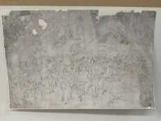 Italian School, proabably 17th century, pencil sketch for a mural, 25 x 38cm, mounted but unframed