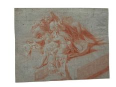 18th century Continental school, red chalk, study for a mural, 25 x 31cm, together with another 18th