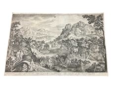 After Nicolaes de Bruyn (1571-1656) engraving - Figures in an extensive landscape