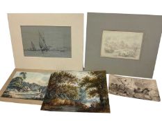 Group of 19th century works on paper