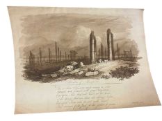 English School, 19th century - Remains of Persepolis, indistinctly signed and dated 1826, 24 x 31cm