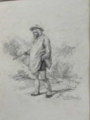 James Duffield Harding (1797-1863) pencil, the sportsman, signed, 29 x 20cm, mounted