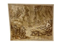 Attributed to Louis Pierre Boitard (18th century), pen and ink and sepia wash, The sick man and the