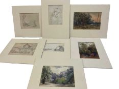 Seven various 19th century works on paper