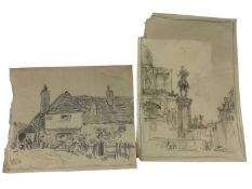 Two pencil sketches in the manner of Whistler and a group of other works on paper