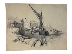 Manner of John Sell Cotman (1782-1842) pencil, continental lock gate, 20 x 26cm