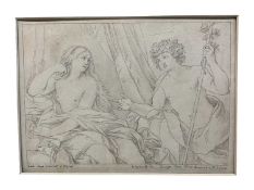 Attributed to Guiseppe Cades (1750-1799) pen, Classical scene after Guido Reni, signed and inscribed