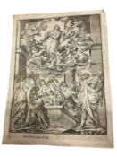 Follower of Titian, 17th century woodcut print, The Assumption