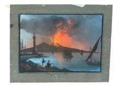 Neoplitan School, 19th century, gouache - Naples harbour 1822, inscribed and dated, 13 x 22cm