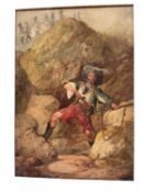 Daniel Maclise (1806-1870) watercolour - Tbe rebel, signed and indistinctly dated, 37 x 27cm, mounte