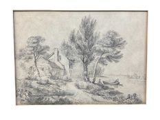 Norwich School, 19th century, pencil, mill beside a river, 27 x 36cm, mounted but unframed, together