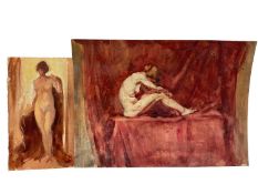 Slade School, early 20th century, two watercolour figure studies, the largest 20 x 27cm
