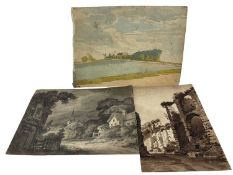 English School, 18th century, three works on paper