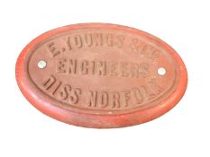 Makers plate for Youngs & Co of Diss