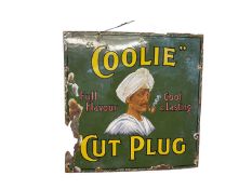 Original "Coolie" Full Flavour, Cool & Lasting Cut Plug, enamel advertising sign, 43 x 43cm
