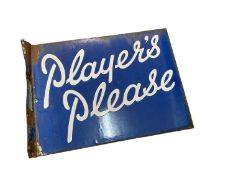 Original 'Players Please' double sided enamel advertising sign, 40.5 x 30.5cm