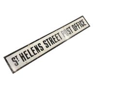 Original 'St. Helens Street Post Office' enamel sign, 122 x 20.5cm