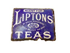 Original 'Agent for Liptons Teas, By Special Appointment to His Majesty The King', double sided enam