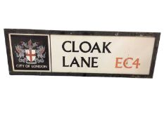Original Cloak Lane EC4 City of London enamel street sign, 95cm x 30cm