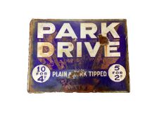 Original 'Park Drive Plain & Cork Tipped' double sided enamel advertising sign, 40.5 x 30.5cm
