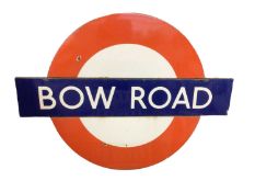 Original Bow Road London Underground enamel sign, 142.5cm wide x 106cm high