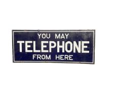 Original 'You May Telephone From Here' double sided enamel sign, 56 x 23cm