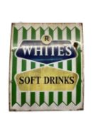 Original 'R Whites soft drinks' enamel advertising sign, 64 x 52cm