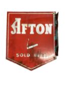 Original 'Afton Sold Here' double sided enamel advertising sign, 45.5 x 38cm