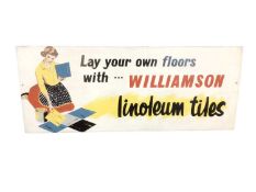 Original 1950's "Lay you own floors with... Williamson linoleum tiles" shop advertising sign.
